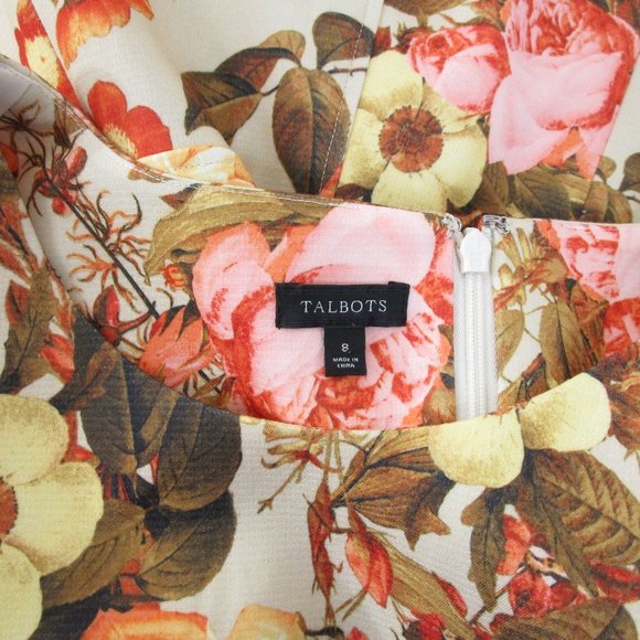 SOLDTalbots Golden Orange Autumn Floral Sheath Dress 8 - Picture 9 of 10